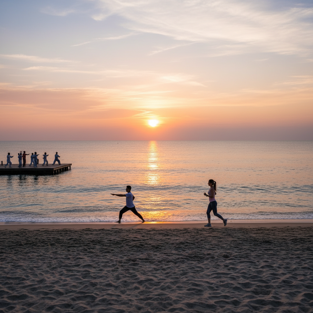 Изгрев над морето, символизиращ началото на циркадния ритъм